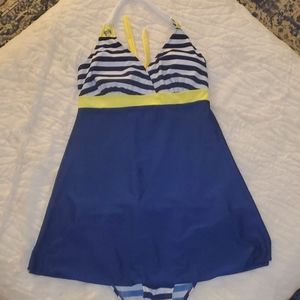 One piece swimsuit with skirt